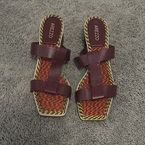 Arezzo Women's Maroon Slide Sandals